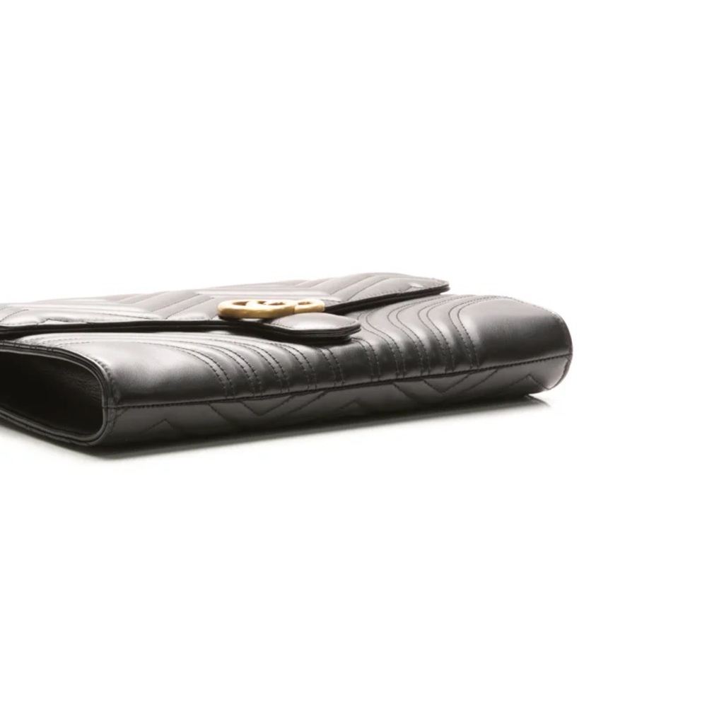 Gucci GG Marmont Matelasse Chevron Flap Envelope Clutch Large Black - Picture 5 of 16